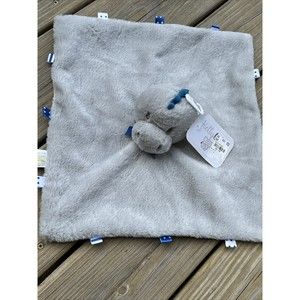 Kelly Baby Gray Dinosaur Security Blanket w Rattle Tags Lovey Baby Toy Plush New